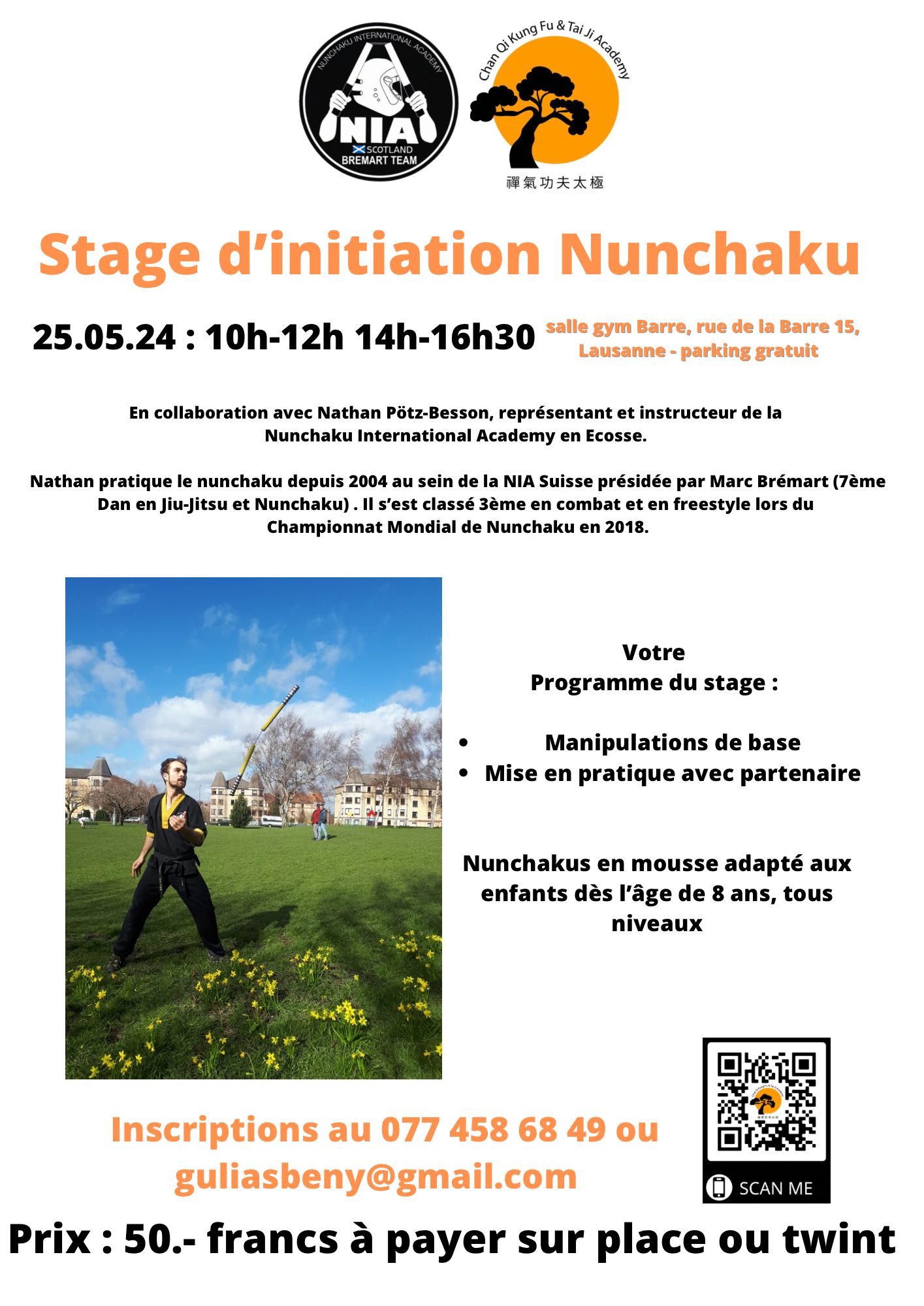 Stage d'initiation au Nunchaku samedi 25 mai 2024
